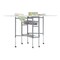 Offex Sew Ready Mobile, Folding, Height Adjustable, Quilting, Fabric Cutting Table with Grid Top and Storage in Silver,